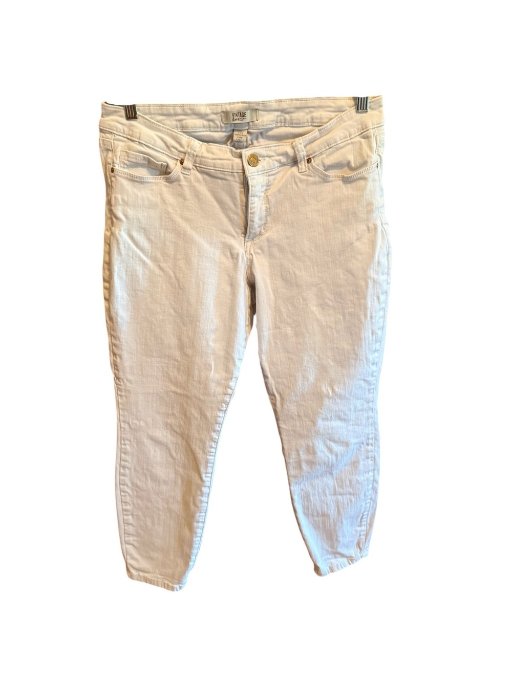 Vintage America White Ankle Crop Jeans
